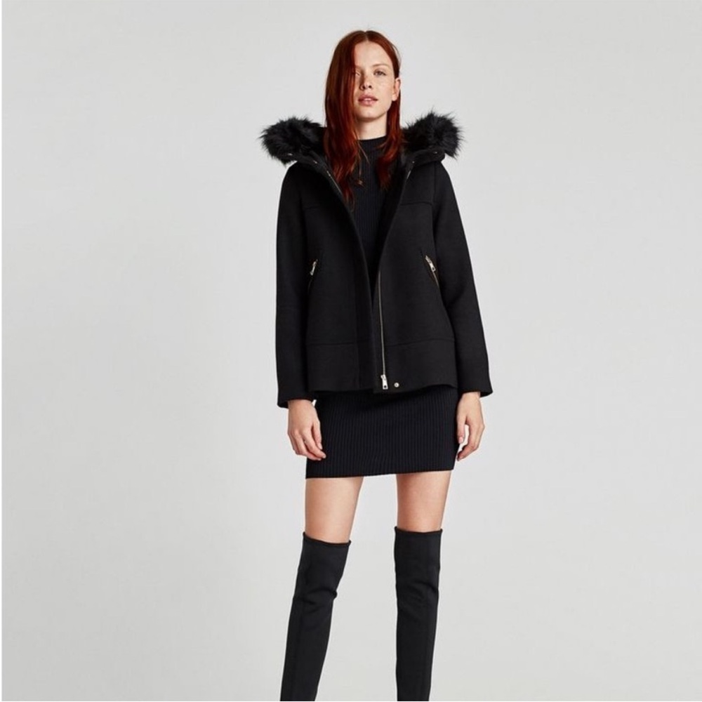 Zara Black Hooded Women's Jacket